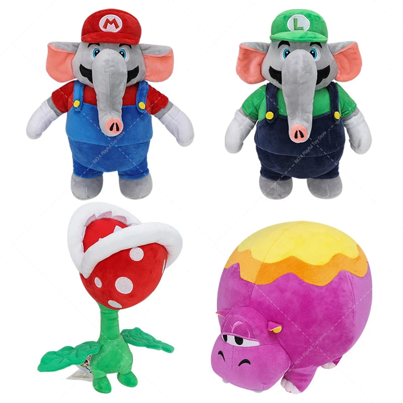 New Styles Cartoon Plush Toys Elephant Mario Luigi Trottin' Piranha Plants Hoppo Soft plush Christmas Gift